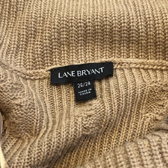 Lane Bryant Mock Neck Sweater SZ 26/28 Tan Pullover Short Sleeve Cable Knit - Picture 7 of 9